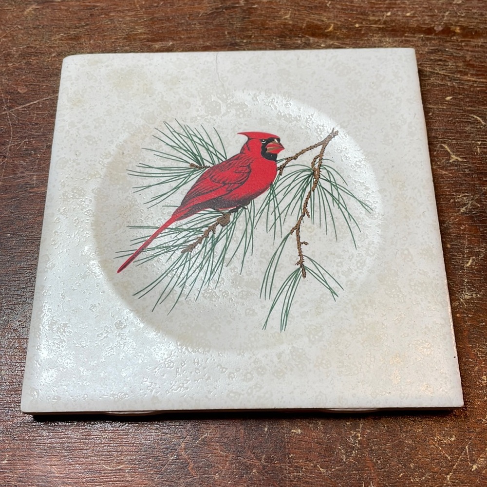 Vintage Dal-Monte Ceramic Tile Cardinal Monterrey Mexico